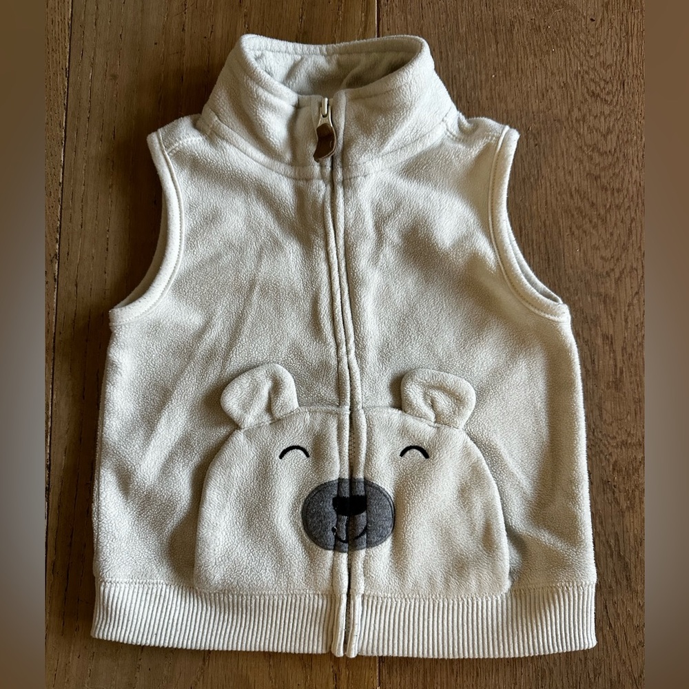 5/$20* Carter’s ivory color fleece bear vest- 18m